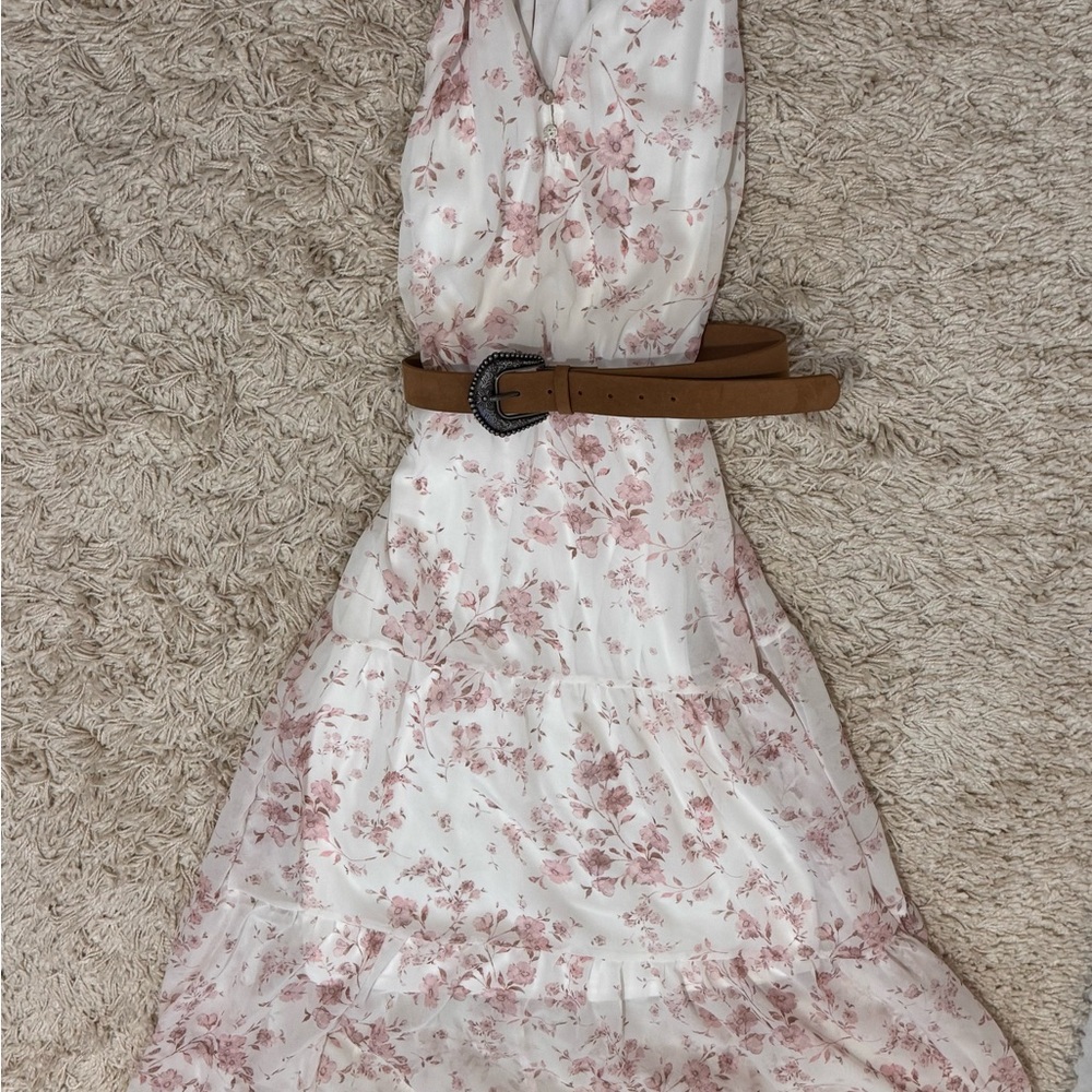 Wallflower White Floral Dress with Ruffle Trim